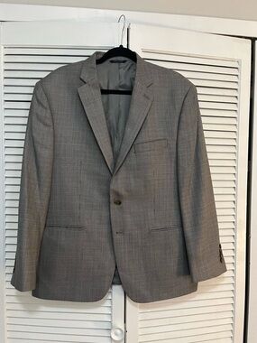 Ralph Lauren Silk & Wool Sport Coat Blazer - Gray Pattern - Size 44S